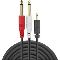 Bolwins G61 3,5mm Klinke stereo auf 2x 6,35mm Klinke mono Audio Splitter Kabel Audio-Kabel, 3,5 mm Stereo Klinkenstecker, 2× 6,35 mm Stereo Klinkenstecker (vergoldet) (150 cm), Vergoldete Klinkenstecker, Stereo-Audioübertragung