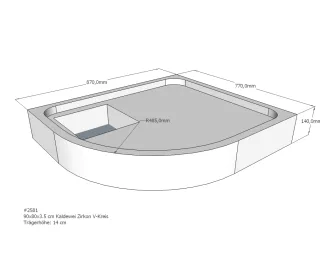 Neuesbad Wannenträger für Kaldewei Zirkon 90x80x3,5 Viertelkreis SD21885