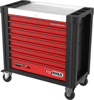 KS Tools PERFORMANCEplus P25 SCHWARZ-ROT Werkstattwagen mit 8 Schubladen - 873.3008