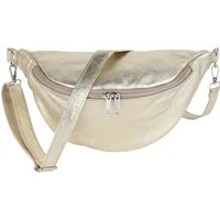 MIRROSI Bauchtasche Damen, Wildleder, Made in Italy, Umhängetasche, Brusttasche (Schultertasche für jeden Anlass (1 Tasche & 1 Gurt), 33x18x12cm, Reißverschlussfach auf der Rückseite), Crossbody Bag, Schulterriemen Länge verstellbar