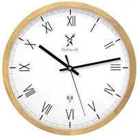 Holzwerk Funkwanduhr Designer Loft Funk Holz Wand Uhr, römische Ziffern (Nahezu lautloses Uhrwerk, analog, 30 cm)