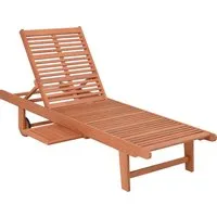 Garden Pleasure Gartenliege Sonnenliege »SAN DIEGO«, beige, ausziehbarer Tisch, inkl. Auflage, Eukalyptusholz, verstellbare Rückenlehne, L: 183 cm