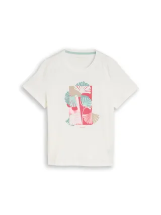 Tom Tailor - T-Shirt mit Print weiß - Gr. - XS