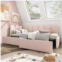 Flieks Polsterbett (1-tlg), Einzelbett Daybett Tagesbett Schlafsofa mit 2 Schubladen Samt 90x200cm