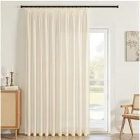 Topfinel Gardine Leinenoptik vorhänge mit kräuselband halbtransparent wohnzimmer (1 St), Kräuselband, halbtransparent, modern boho Birkenfarbe 300x240cm kinderzimmer Schlafzimmer Esszimmer