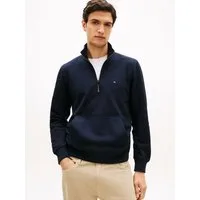 Tommy Hilfiger Sweatshirt ESSENTIAL TERRY NEW 1/4 ZIP Quarter-Zip aus Terry mit Flag