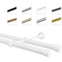 MDEKOR Gardinenstange Vorhangstange 19mm, 2-läufig, 2-läufig Wandmontage, 120 cm Weiß Glänzend