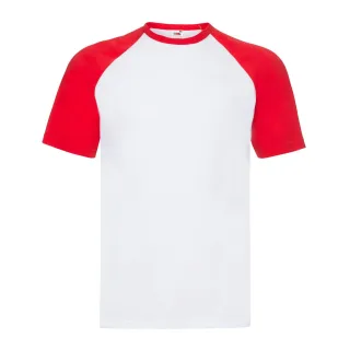 Fruit of the Loom - T-Shirt für Herren/Damen Unisex - Baseball (Weiß/Rot)