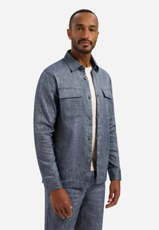 No Excess - Overshirt Full Button 2-Tone With Linen night - Gr. - L