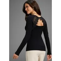 Laura Scott Strickpullover Feinstrickpullover mit Cut Out und Spitzendetail - NEUE KOLLEKTION