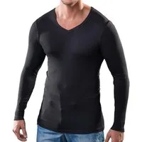HERMKO Unterziehshirt 164680 Herren langarm Shirt mit V-Ausschnitt aus Baumwolle / Modal