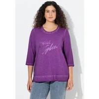 Ulla Popken T-Shirt Shirt Glitzerdruck Classic Rundhals 3/4-Arm