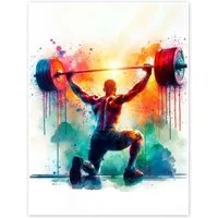 Posterlounge Wandbild Gewichtheber in Aquarell, nobelart, erhältlich als Poster, Leinwandbild, Wandsticker oder Acrylglasbild