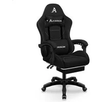 ALFORDSON Bürostuhl Gaming-Stuhl, Massage-Gaming-Stuhl, Ergonomischer Gamer-Stuhl, mit Fußstütze, Kopfstütze, Massage-Lendenkissen, Gepolstert, Schwarz