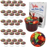 MamboCat Einmachglas 40er Set Sturzglas 230 ml mit Obst Dekor Deckel, Glas