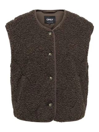 ONLY - Gesteppte Teddy-Weste braun - Gr. - S