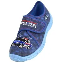 Beck Hausschuh Polizei Hausschuh (atmungsaktive Materialien, für Kindergarten, Schule, Zuhause) mittlere Weite, robuste Materialien, weiche bequeme Decksohle