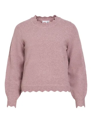 VILA - VINIKOLINA O-NECK L/S KNIT TOP - NOOS Nostalgia Rose - Gr. - L