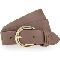 Tamaris Ledergürtel "Clara Gold" 3cm breit, schlichte Dornschnalle in Gold, dezentes Markenlogo