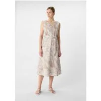comma Midikleid Kleid Satiniertes Leinenmix-Kleid in Midilänge