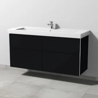 Sanipa 3way Waschtischunterbau zu Villeroy & Boch Subway 2.0 Waschtisch mit 4 Auszügen, Schwarz-Matt BS61608
