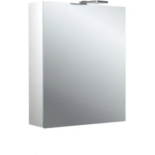 Emco pure 2 Style Aufputz-Lichtspiegelschrank 979705301 600x721mm, mit LED-Aufsatzleuchte, 1-türig, Aluminium