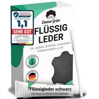 Emma Grün Reparatur-Set Flüssigleder Schwarz 7 ml inkl. Spachtel, Set zum Füllen von Rissen & (Brand)Löchern, aus deutscher Manufaktur