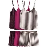The Set Pyjama The Set Kurzer Satin-Schlafanzug, 3er-Pack (6 tlg)