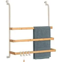 eluno Hängeregal Handtuchhalter für die Glasduschwand aus Metall und Bambus