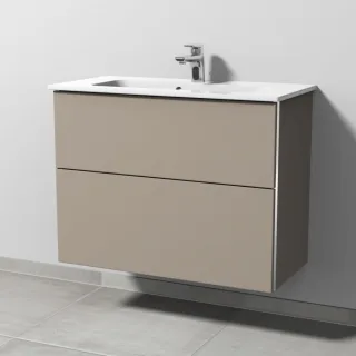 Sanipa 3way Waschtischunterbau zu Duravit ME by Starck Waschtisch mit 2 Auszügen, Sandgrau-Matt BS72367
