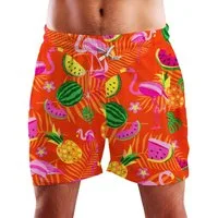 King Kameha Badeshorts Flamingo Melone Hawaii Bade-Shorts Mesh-Einsatz Verschluss Kordelzug Mit integriertem Mesh-Innenslip für extra Komfort