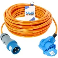 KALLE DAS KABEL Kalle Verlängerungskabel CEE 230V16A 2,5 Winkel Signal Orange IP44 15m Verlängerungskabel, CEE 230V, 16A, CEE Winkelkupplung 230V, 16A mit rückseitiger Schuko Steckdose (1500 cm)