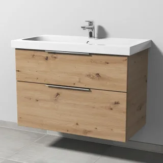 Sanipa 3way Waschtischunterbau zu Geberit iCon Light Waschtisch mit 2 Auszügen, Eiche Natural-Touch UM57585