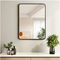 Hopibath Badspiegel mit Alurahmen Wandspiegel Schwarz (Rechteckig, 120x70,100x70,100x60,80x60,70x50,60x40cm), 5mm Glas, Umweltschutz, Explosionsgeschutz