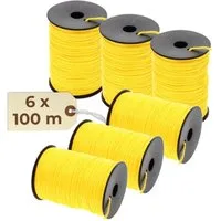 GarPet Schlagschnur Maurerschnur gelb 6er Set Richtschnur 100 m 2 mm reißfeste Schnur Bau