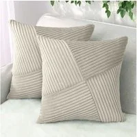 Amilian Dekokissen Sofakissen 40x40 2er Set mit Füllung und Bezug - Cord-Optik, Reißverschluss, formstabil, 2 Stück