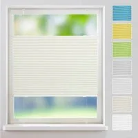 OUBO Plissee Faltrollo Ohne Bohren, Lichtschutz, Klemmträger,Easyfix, Lichtschutz, verspannt, Klemmfix, Jalousie für Fenster & Tür