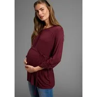 Neun Monate Umstandsshirt Jersey-Bluse mit Bindegürtel Viskose Umstands-Bluse praktisch für Schwangerschaft und danach