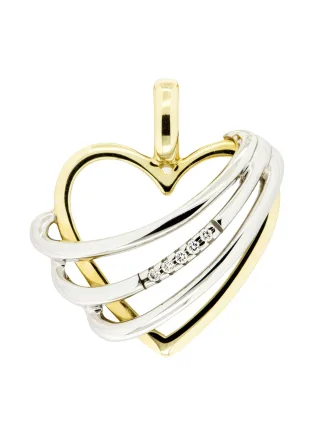 Orolino Anhänger 585 Gold zweifarbig Herz mit 5x Brillant 0,025ct.