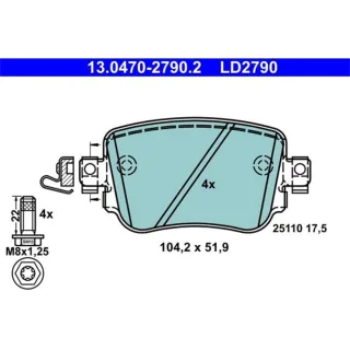ATE Bremsbel?ge hinten Audi Seat Skoda VW 13.0470-2790.2