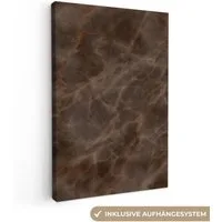 OneMillionCanvasses® Leinwandbild Brauner Marmor - Organisch - Naturstein, Fotodruck (1 St), Leinwand Canvas Wandbild, Wanddekoration 20x30 cm