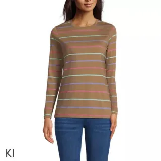 Supima-Shirt, Langarm, Damen, size: regular, Blau, Baumwolle, by Lands' End