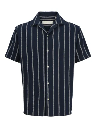 JACK&JONES - JJECOBA STRIPE RESORT SHIRT SS SN JNR Sky Captain - Gr. - 152