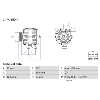 Bosch Lichtmaschine 150A Land Rover Discovery Range 2,7 0986082400