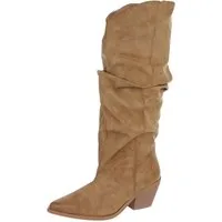 Ital-Design Damen Cowboystiefel kniehoch mit Blockabsatz Westernstiefel (92125405) Blockabsatz Stiefel in Hellbraun