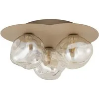 Licht-Erlebnisse Deckenleuchte UMERA, ohne Leuchtmittel, Metall Glas G9 Sandfarben Cognac 3-flammig Modern