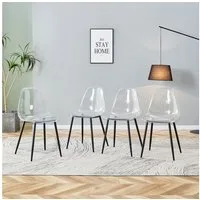 STILVORA Esszimmerstuhl 4er-Set Kunststoff-Esstischstühle mit schwarzen Metallbeinen für Büro
