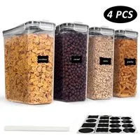 CALIYO Vorratsdose 4L Vorratsdosen Set,Müsli Schüttdose & Frischhaltedosen, Polypropylen (PP), (4-tlg., Satz mit 4 + 24 Etiketten für Getreide, Mehl, Zucker), BPA frei Kunststoff Vorratsdosen luftdicht