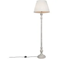 Qazqa Stehlampe Classico, Dimmbar, LED wechselbar, Extra-Warmweiß, QAZQA Stehlampe, e27, Crème, Holz, Retro
