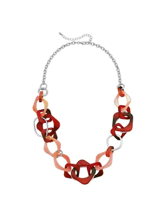 Steuer Modeschmuck Kette Acryl bunt Metall Glänzend